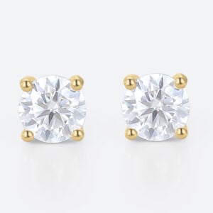 0.5ct Moissanite Earrings Classic Round 4-Prong Stud Earrings in Yellow Gold