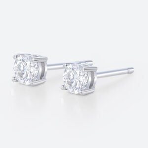 0.5ct Moissanite Earrings Classic Round 4-Prong Stud Earrings in White Gold