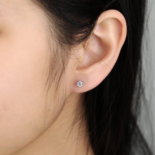 0.5ct Moissanite Earrings Classic Round 4-Prong Stud Earrings in White Gold