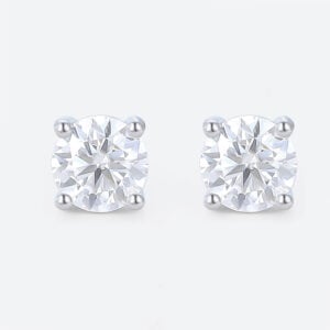 0.5ct Moissanite Earrings Classic Round 4-Prong Stud Earrings in White Gold