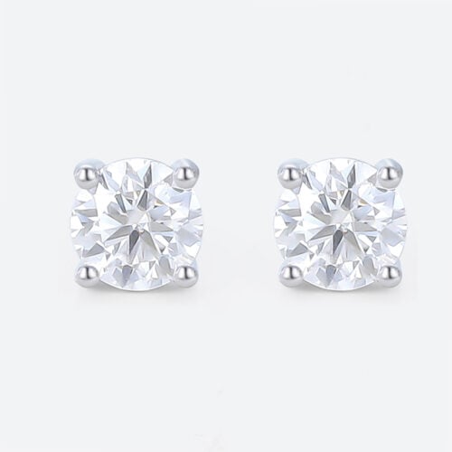 0.5ct Moissanite Earrings Classic Round 4-Prong Stud Earrings in White Gold