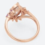 1ct Marquise Cut Lab Diamond Ring Elven-inspired Amethyst Accents 4 Claw Prong Engagement Ring in Rose Gold