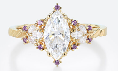 1ct Marquise Lab Grown Diamond Ring Fantasy-Inspired 4-Prong Engagement Ring in Yellow Gold