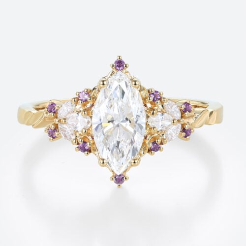 1ct Marquise Lab Grown Diamond Ring Fantasy-Inspired 4-Prong Engagement Ring in Yellow Gold