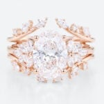 2.5ct Colorless VS+ Oval Cut Lab Grown Diamond Blooming Floral 4-Prong Bridal Ring Set in Rose Gold
