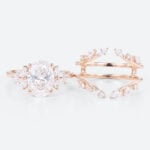 2.5ct Colorless VS+ Oval Cut Lab Grown Diamond Blooming Floral 4-Prong Bridal Ring Set in Rose Gold