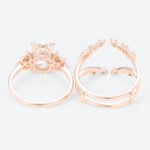2.5ct Colorless VS+ Oval Cut Lab Grown Diamond Blooming Floral 4-Prong Bridal Ring Set in Rose Gold