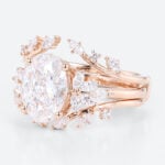 2.5ct Colorless VS+ Oval Cut Lab Grown Diamond Blooming Floral 4-Prong Bridal Ring Set in Rose Gold