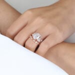 2.5ct Colorless VS+ Oval Cut Lab Grown Diamond Blooming Floral 4-Prong Bridal Ring Set in Rose Gold