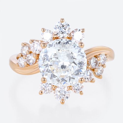 2.5ct Lab Diamond Ring​ Round Cut Eternal Swirl 4-Prong Engagement Ring in Rose Gold