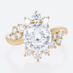 2.5ct Lab Diamond Ring​ Round Cut Eternal Swirl 4-Prong Engagement Ring in Yellow Gold