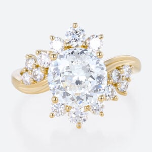 2.5ct Lab Diamond Ring​ Round Cut Eternal Swirl 4-Prong Engagement Ring in Yellow Gold