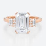 2ct Emerald Cut Lab Grown Diamond Ring Art Deco Engagement Ring in Rose Gold