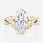 Marquise Cut Diamond Ring​ Set 2ct Floral Cluster Bridal Ring Set in Yellow Gold