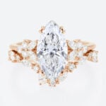 Marquise Cut Diamond Ring​ Set 2ct Floral Cluster Bridal Ring Set in Rose Gold