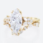Marquise Cut Diamond Ring​ Set 2ct Floral Cluster Bridal Ring Set in Yellow Gold