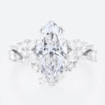 Marquise Cut Diamond Ring​ Set 2ct Floral Cluster Bridal Ring Set in White Gold