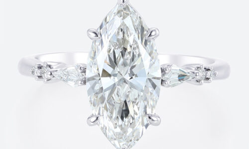 2ct Lab Diamond Marquise Cut Rings​​ Modern 6 Claw Prong Engagement Rings in White Gold