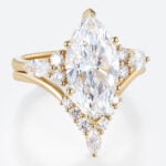 2ct Marquise Cut Lab Diamond Ring​ Set Romantic Vintage 6-Prong Bridal Ring in Yellow Gold