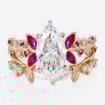 2ct Marquise Lab Grown Diamond Rings Set Scarlet Bloom 4-Prong Bridal Ring Set in Rose Gold