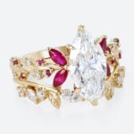 2ct Marquise Lab Grown Diamond Rings Set Scarlet Bloom 4-Prong Bridal Ring Set in Yellow Gold