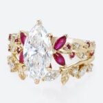 2ct Marquise Lab Grown Diamond Rings Set Scarlet Bloom 4-Prong Bridal Ring Set in Yellow Gold