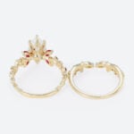 2ct Marquise Lab Grown Diamond Rings Set Scarlet Bloom 4-Prong Bridal Ring Set in Yellow Gold