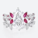 2ct Marquise Lab Grown Diamond Rings Set Scarlet Bloom 4-Prong Bridal Ring Set in White Gold