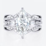 Lab Diamond Marquise Cut Rings​ Set 2ct Classic Pavé Pavé 4-Prong Bridal Ring Set in White Gold