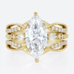 Lab Diamond Marquise Cut Rings​ Set 2ct Classic Pavé Pavé 4-Prong Bridal Ring Set in Yellow Gold