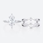 Lab Diamond Marquise Cut Rings​ Set 2ct Classic Pavé Pavé 4-Prong Bridal Ring Set in White Gold