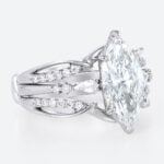 Lab Diamond Marquise Cut Rings​ Set 2ct Classic Pavé Pavé 4-Prong Bridal Ring Set in White Gold