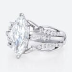 Lab Diamond Marquise Cut Rings​ Set 2ct Classic Pavé Pavé 4-Prong Bridal Ring Set in White Gold