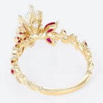 2ct Marquise Lab Diamond Engagement Rings with Vintage Rosefire 6 Claw Prong Ring in Yellow Gold