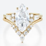 Marquise 2 Carat Lab Grown Diamond Ring Tiara Bridal Ring Set in Yellow Gold