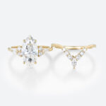 Marquise 2 Carat Lab Grown Diamond Ring Tiara Bridal Ring Set in Yellow Gold