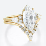 Marquise 2 Carat Lab Grown Diamond Ring Tiara Bridal Ring Set in Yellow Gold
