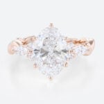 2ct Oval Lab Grown Diamond Rings​ Entwined Vine 6-Prong Engagement Ring in Rose Gold