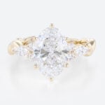 2ct Oval Lab Grown Diamond Rings​ Entwined Vine 6-Prong Engagement Ring in Yellow Gold