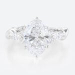 2ct Oval Lab Grown Diamond Rings​ Entwined Vine 6-Prong Engagement Ring in White Gold