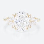 2ct Oval Cluster Lab Diamond Ring​ Floral 4-Prong Engagement Ring in Yellow Gold