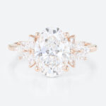 2ct Oval Cluster Lab Diamond Ring​ Floral 4-Prong Engagement Ring in Rose Gold