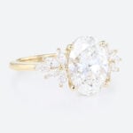 2ct Oval Cluster Lab Diamond Ring​ Floral 4-Prong Engagement Ring in Yellow Gold