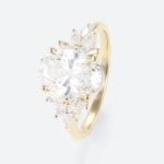 2ct Oval Cluster Lab Diamond Ring​ Floral 4-Prong Engagement Ring in Yellow Gold