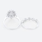 Oval 2 Carat Lab Grown Diamond Ring​ set Royal Halo Bridal Ring in White Gold