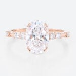 2ct Oval Lab Diamond Engagement Ring​ Modern & Elegant Double Prong Promise Ring in Rose Gold
