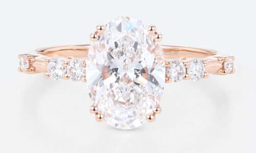 2ct Oval Lab Diamond Engagement Ring​ Modern & Elegant Double Prong Promise Ring in Rose Gold
