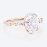2ct Oval Lab Diamond Engagement Ring​ Modern & Elegant Double Prong Promise Ring in Rose Gold