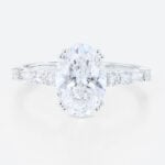 2ct Oval Lab Diamond Engagement Ring​ Modern & Elegant Double Prong Promise Ring in White Gold