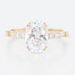 2ct Oval Lab Diamond Engagement Ring​ Modern & Elegant Double Prong Promise Ring in Yellow Gold
